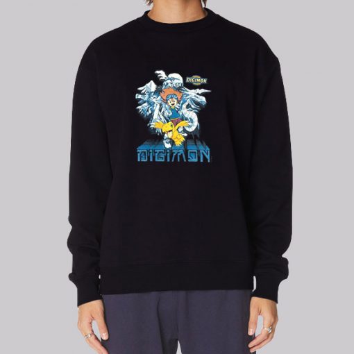 Black Sweatshirt 90s Vintage Digimon