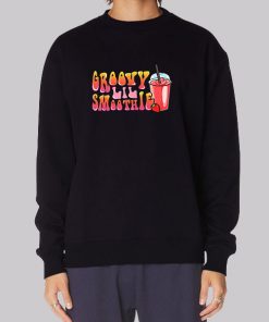 Black Sweatshirt Strawberry Foodie Groovy Smoothie