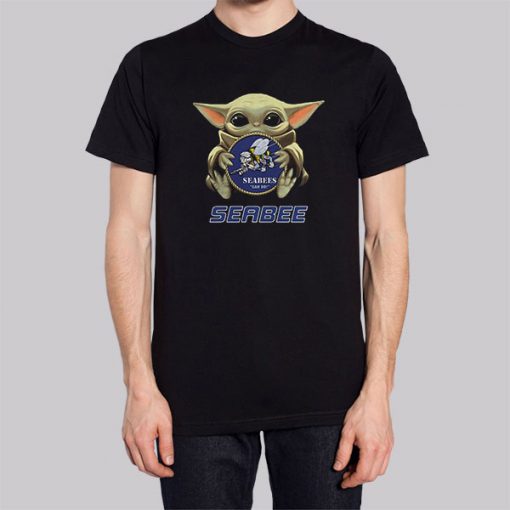Black T shirt Star Wars Baby Yoda Hug Seabee