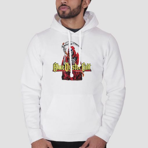 Hoodie White Horror Vintage Blue Oyster Cult