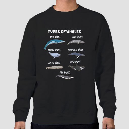 Sweatshirt Black Cute Types of Whales