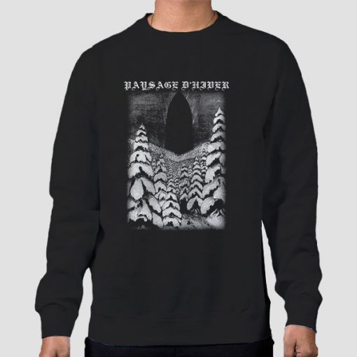 Sweatshirt Black Koszulka Paysage D'hiver