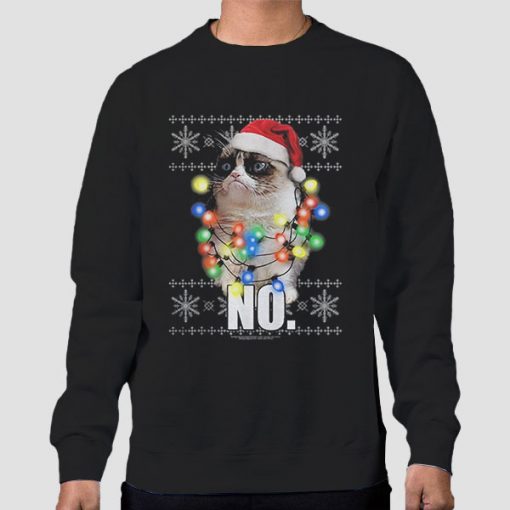 Lights No Grumpy Cat Christmas Sweatshirt