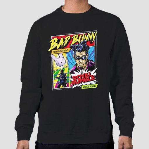 Sweatshirt Black WWE Merch Bad Bunny Royal Rumble