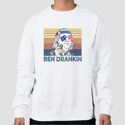Sweatshirt White Benjamin Franklin Ben Drankin