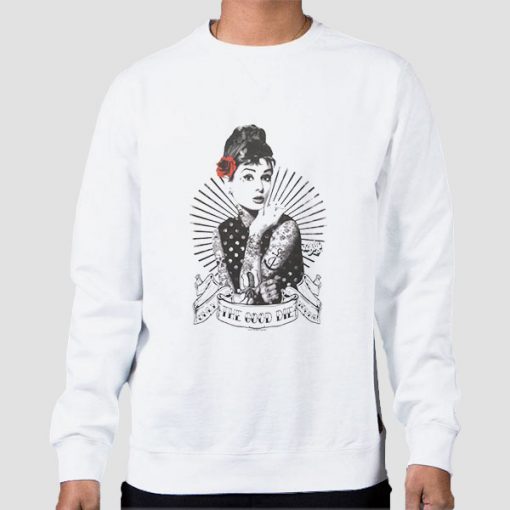 Sweatshirt White Rockabilly Audrey Hepburn Smoking