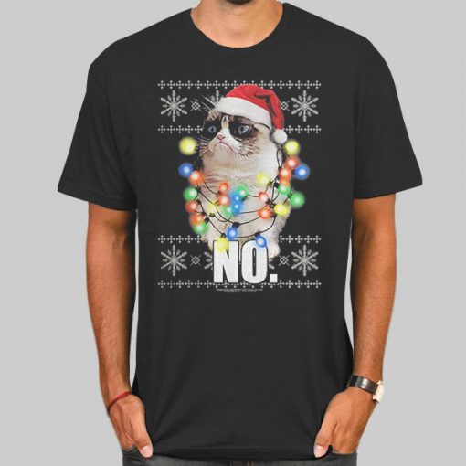 T Shirt Black Lights No Grumpy Cat Christmas