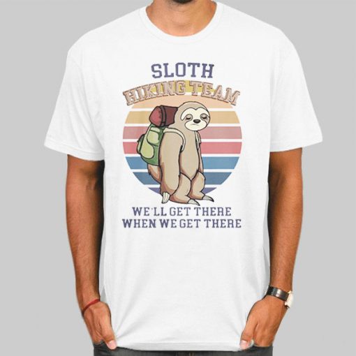T Shirt White Vintage Sloth Hiking Team