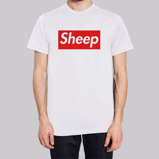 White T shirt Retro Vintage Sheep Logo Idubbbz