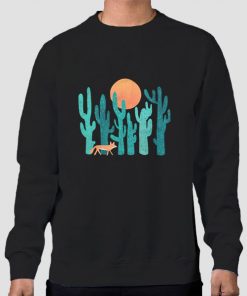 Vintage Retro Fox and Cactus Art Sweatshirt