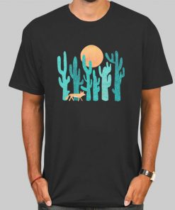 Vintage Retro Fox and Cactus Art Shirt