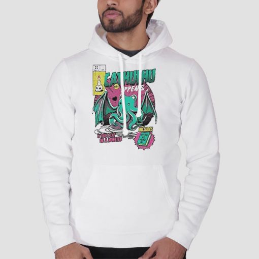 Hoodie White A Wild Cathulhu Poster Graphic