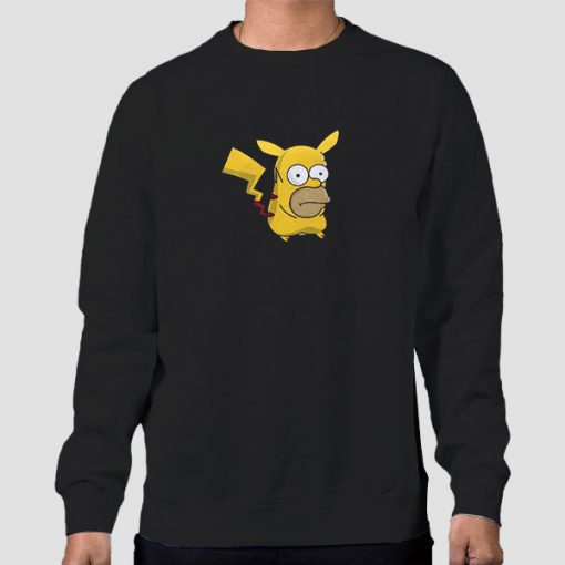Sweatshirt Black Funny Face Homer Simpson Pikachu
