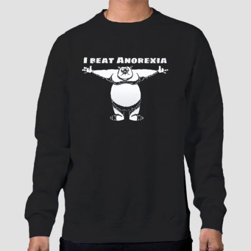 Sweatshirt Black I Beat Anorexia Guy Cartoon