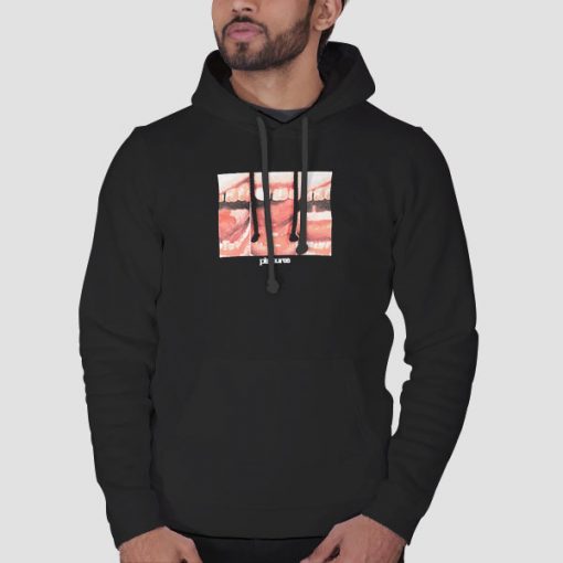 Hoodie Black Graphic Mouth off Pleasures