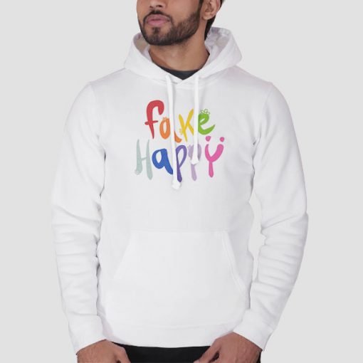 Hoodie White Cute Letter Fake Happy