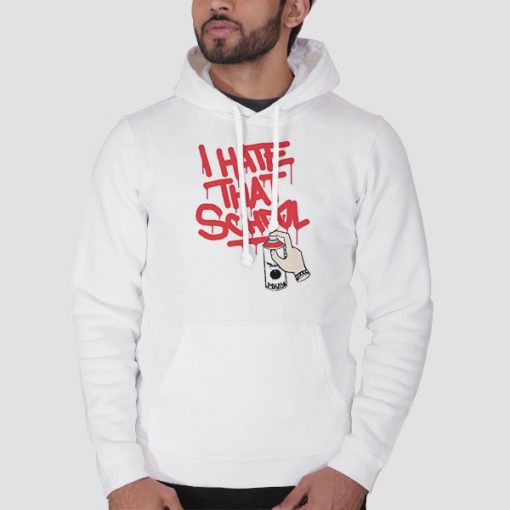 Hoodie White Graphic Text I Hate School