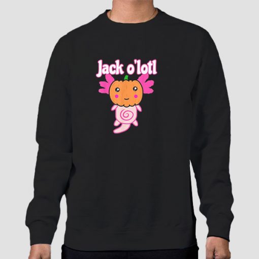 Sweatshirt Black Axolotl Pumpkin Jack O'lotl Halloween