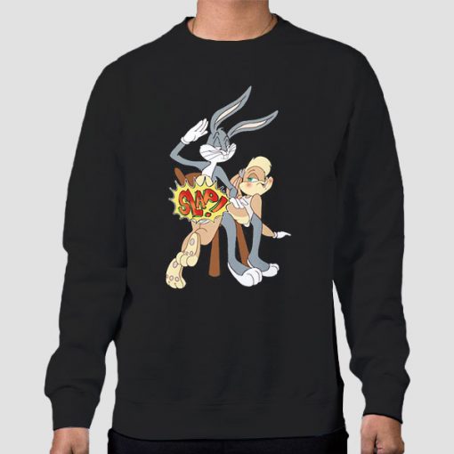 Sweatshirt Black Looney Tunes Slap Bugs Bunny and Lola