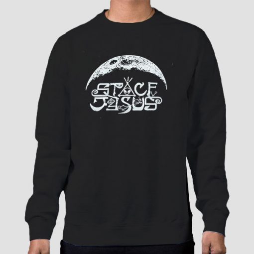Sweatshirt Black Vintage Retro Space Jesus