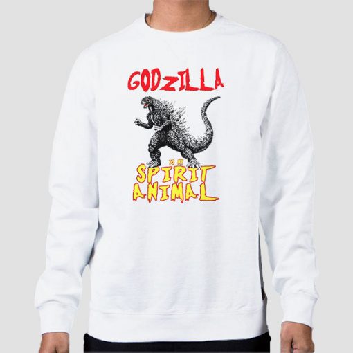 Sweatshirt White Godzilla Is My Spirit Animal
