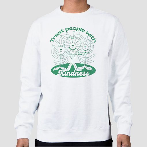 Sweatshirt White Harry Sunflowers Treat People With Kindness