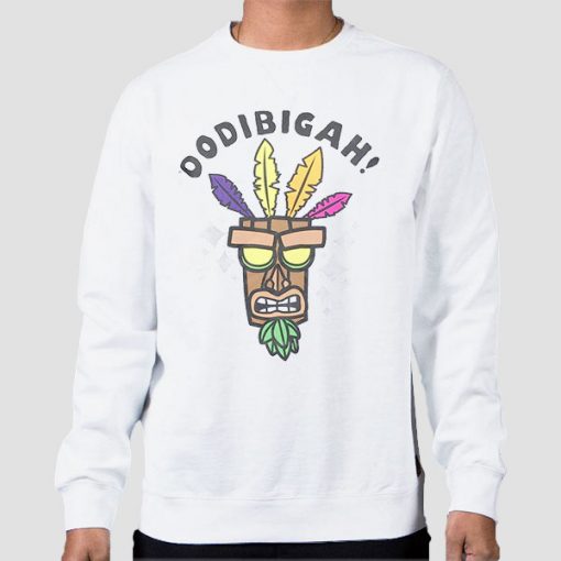 Sweatshirt White Oodibigah Crash Bandicoot