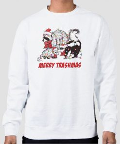 Sweatshirt White Raccoons Ornament Merry Trashmas