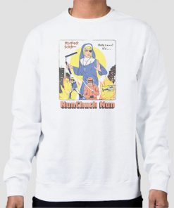 Sweatshirt White Vintage Poster Nunchuck Nun
