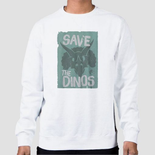 Sweatshirt White Vintage Save the Dinos