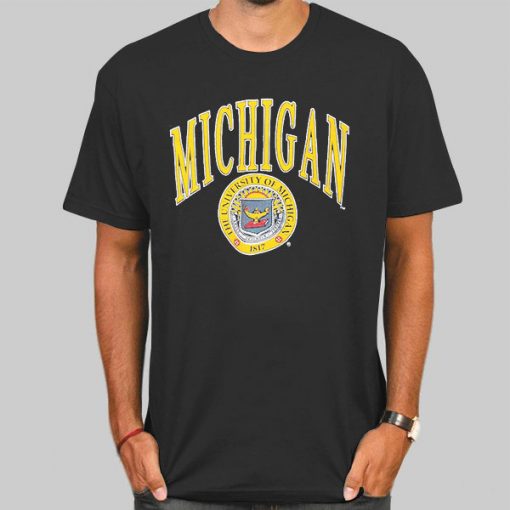 T Shirt Black 90s University Vintage Michigan