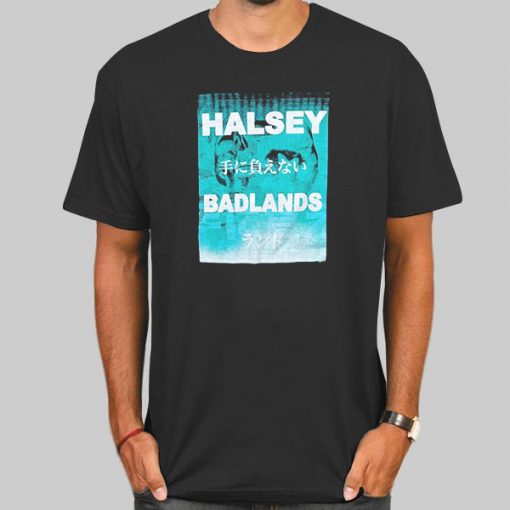 T Shirt Black Japanese Text Halsey Badlands