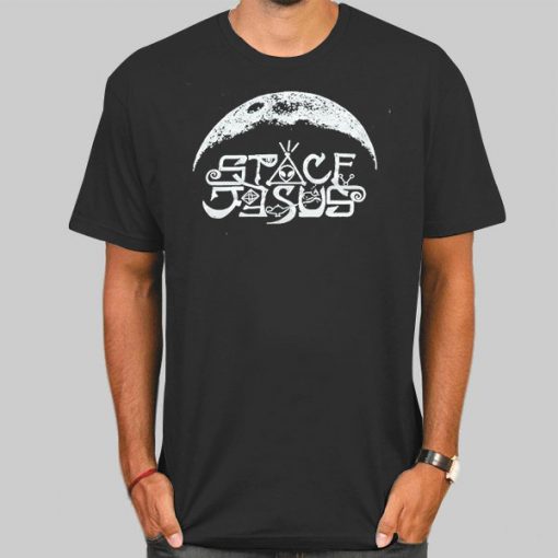 T Shirt Black Vintage Retro Space Jesus