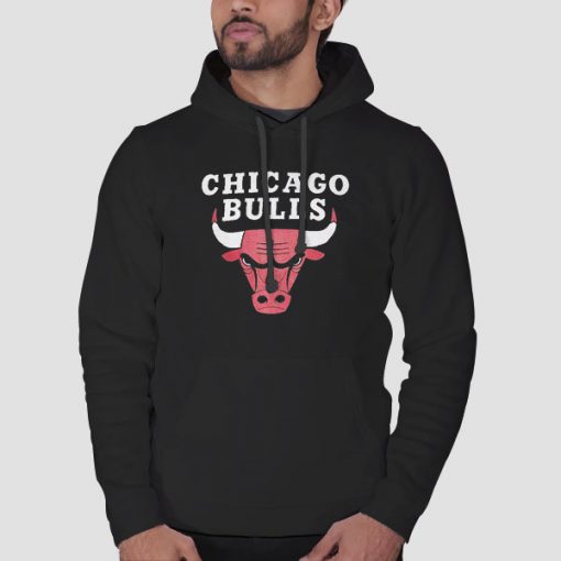 Hoodie Black Vintage Retro Chicago Bulls