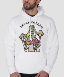Hoodie White Be Gay Do Crime Frog