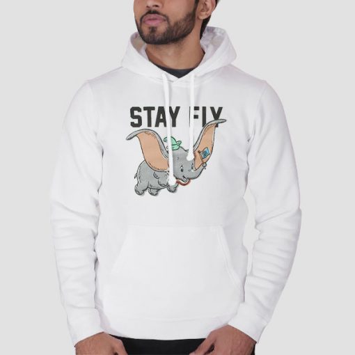 Hoodie White Funny Dumbo Stay Fly