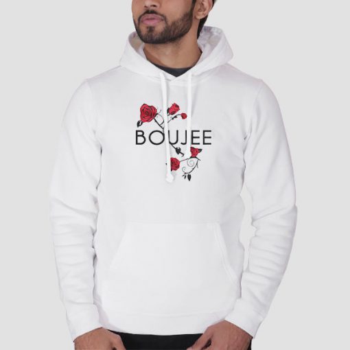 Hoodie White Graphic Rose Boujee