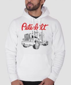 Hoodie White Truck Racing Classic Peterbilt