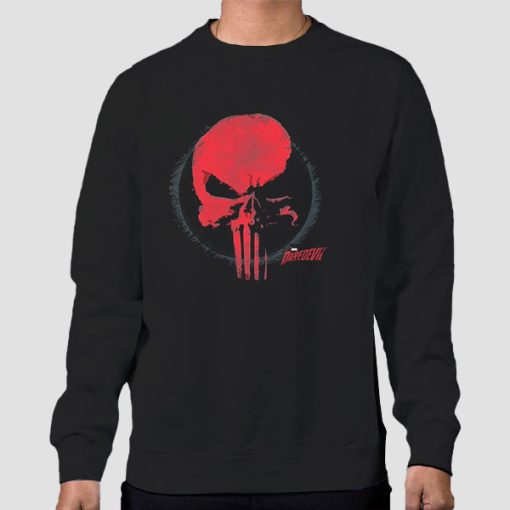 Sweatshirt Black Red Punishe Skull