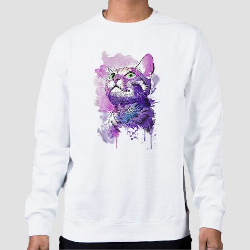 Aesthetic Purple Cat Sweatshirt