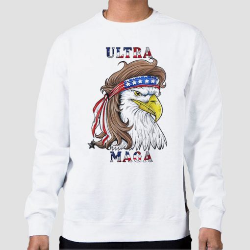 Sweatshirt White American Flag Mullet Ultra Maga