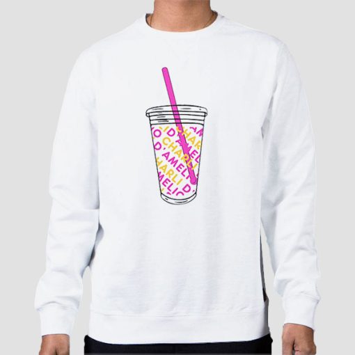 Sweatshirt White Charlis Merch Ice Coffee Splatter Boy Girl
