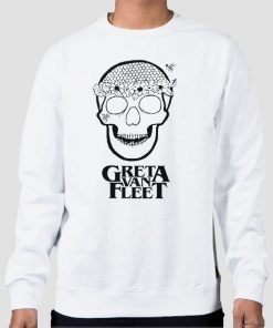 Sweatshirt White Skull Flowers Greta Van Fleet