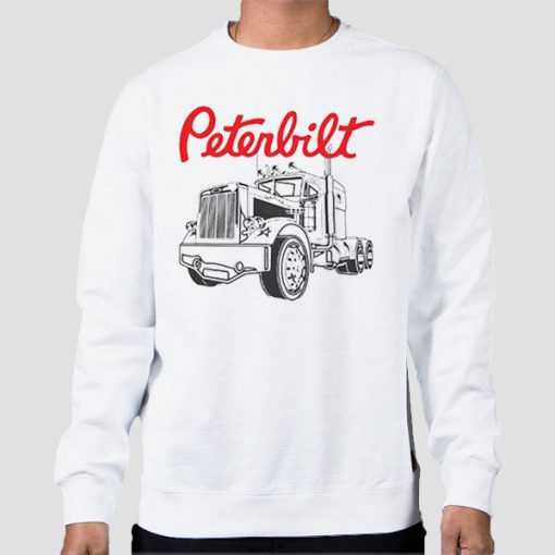 Sweatshirt White Truck Racing Classic Peterbilt
