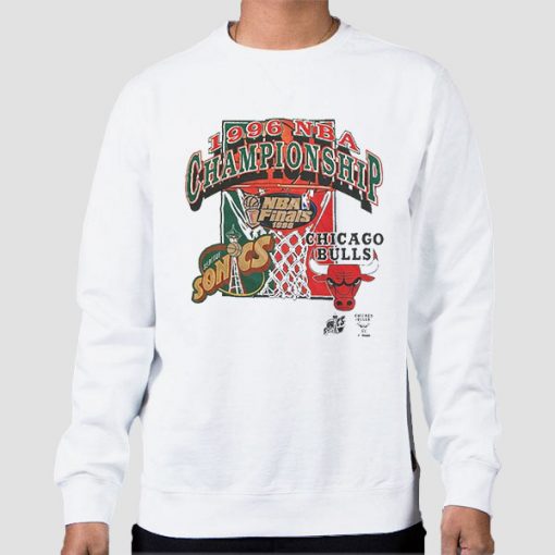 Sweatshirt White Vintage 1996 Championship Chicago Bulls