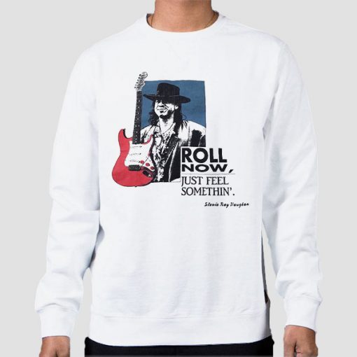Sweatshirt White Vintage 90s Roll Now Stevie Ray Vaughan