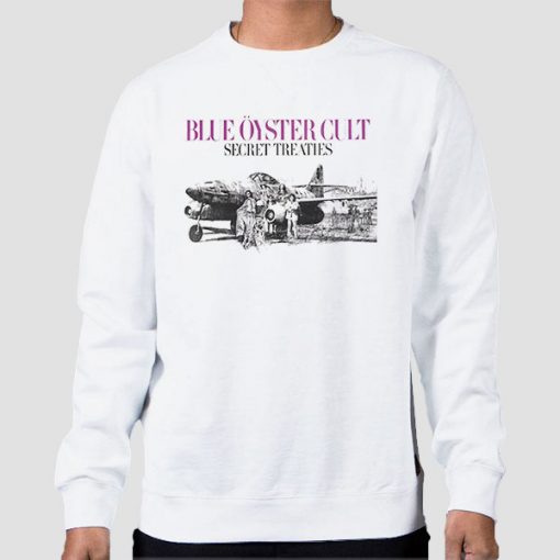 Sweatshirt White Vintage Secret Treaties Blue Oyster Cult