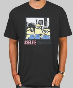 T Shirt Black Vintage Graphic Selfie Minion