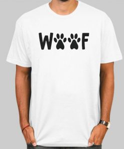 T Shirt White Funny Footprints Dog Woof