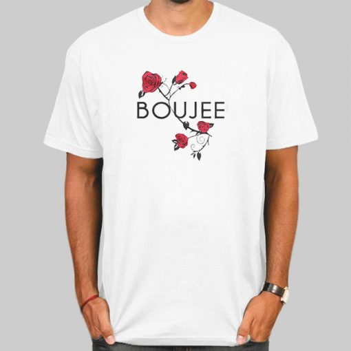 T Shirt White Graphic Rose Boujee